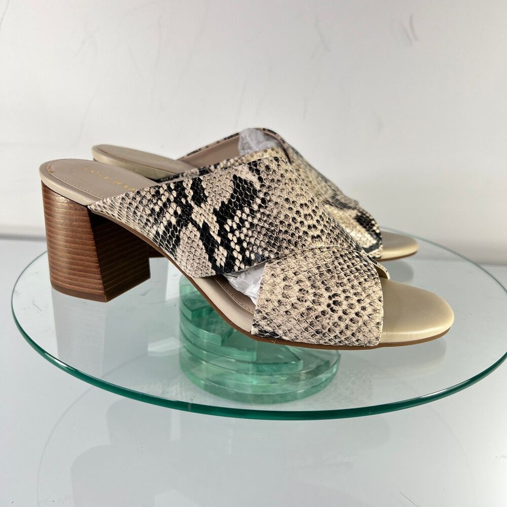 Cole Haan Dakota Roccia Mules Snake Embossed Leather crisscross Sandals